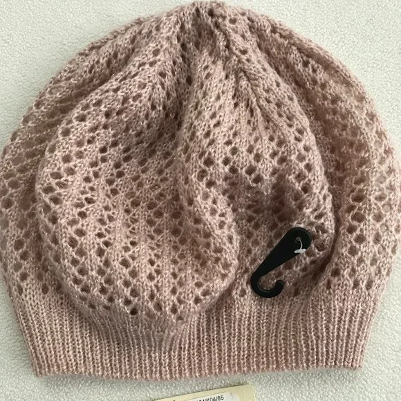 NWT Collection 18, Pitti Rose (Dusty Pink) Glitter Lace Knit Beret, Women, OS - Picture 2 of 4